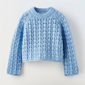 Zara Kids Open Knit Sweater Blue Size 13-14